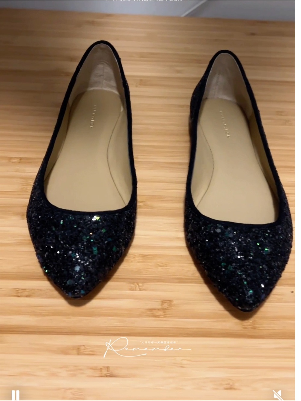 Ann Taylor Navy Blue Glitter Pointed Toe Women's Flats